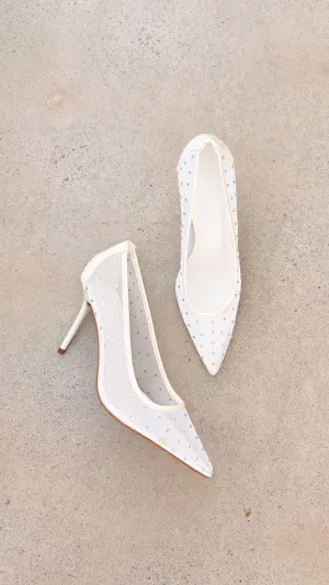 Lee Heels - Weißes Mesh mit Strass