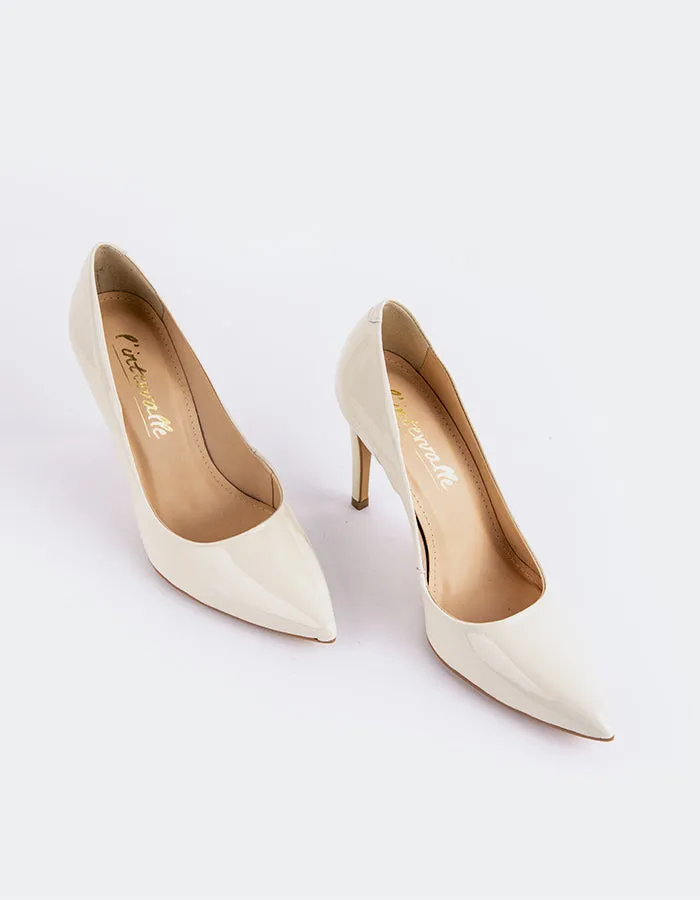 Liebe Off White Glanzleder