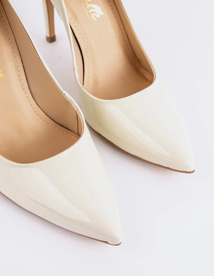 Liebe Off White Glanzleder
