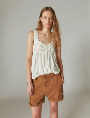 Lucky Brand Häkel-Babydoll-Top Gardenia Lucky Brand