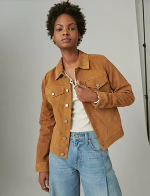 Lucky Brand Wildleder Trucker Jacke Kamel Lucky Brand