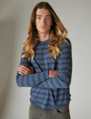 Lucky Brand Venice Burnout Langarm-Streifen-Crewneck Blau Multi Lucky Brand