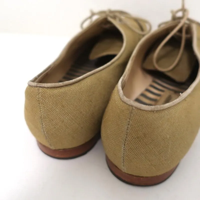 Manolo Blahnik Oxfords in Salbei-Rohseide Größe 38,5 Schnürflachschuhe