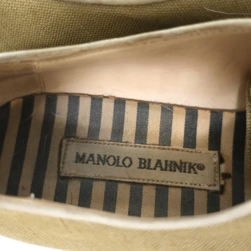 Manolo Blahnik Oxfords in Salbei-Rohseide Größe 38,5 Schnürflachschuhe
