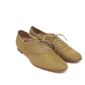 Manolo Blahnik Oxfords in Salbei-Rohseide Größe 38,5 Schnürflachschuhe