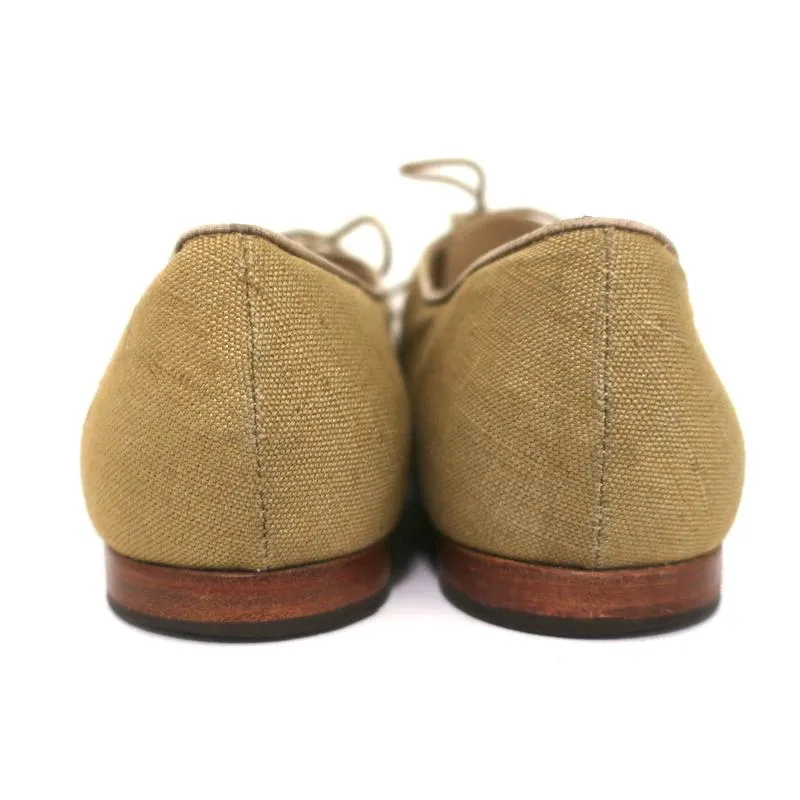 Manolo Blahnik Oxfords in Salbei-Rohseide Größe 38,5 Schnürflachschuhe