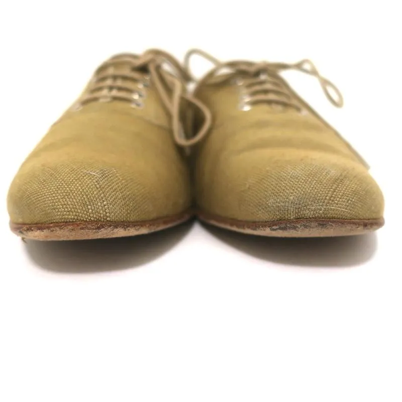 Manolo Blahnik Oxfords in Salbei-Rohseide Größe 38,5 Schnürflachschuhe