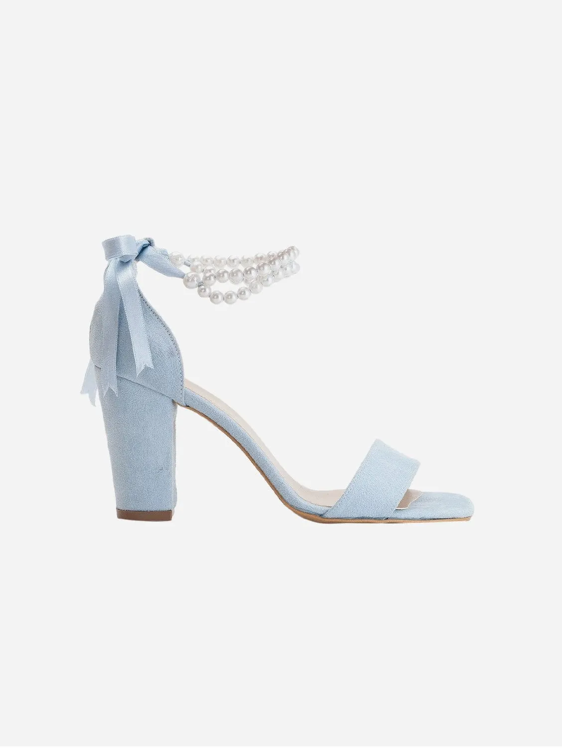 Melissa Vegan Wildleder Perlen Sandalen mit Absatz | Blau