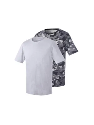 Herren 2-teiliges T-Shirt-Set mit Camouflage-Druck & Uni, Grau/Dunkelgrau