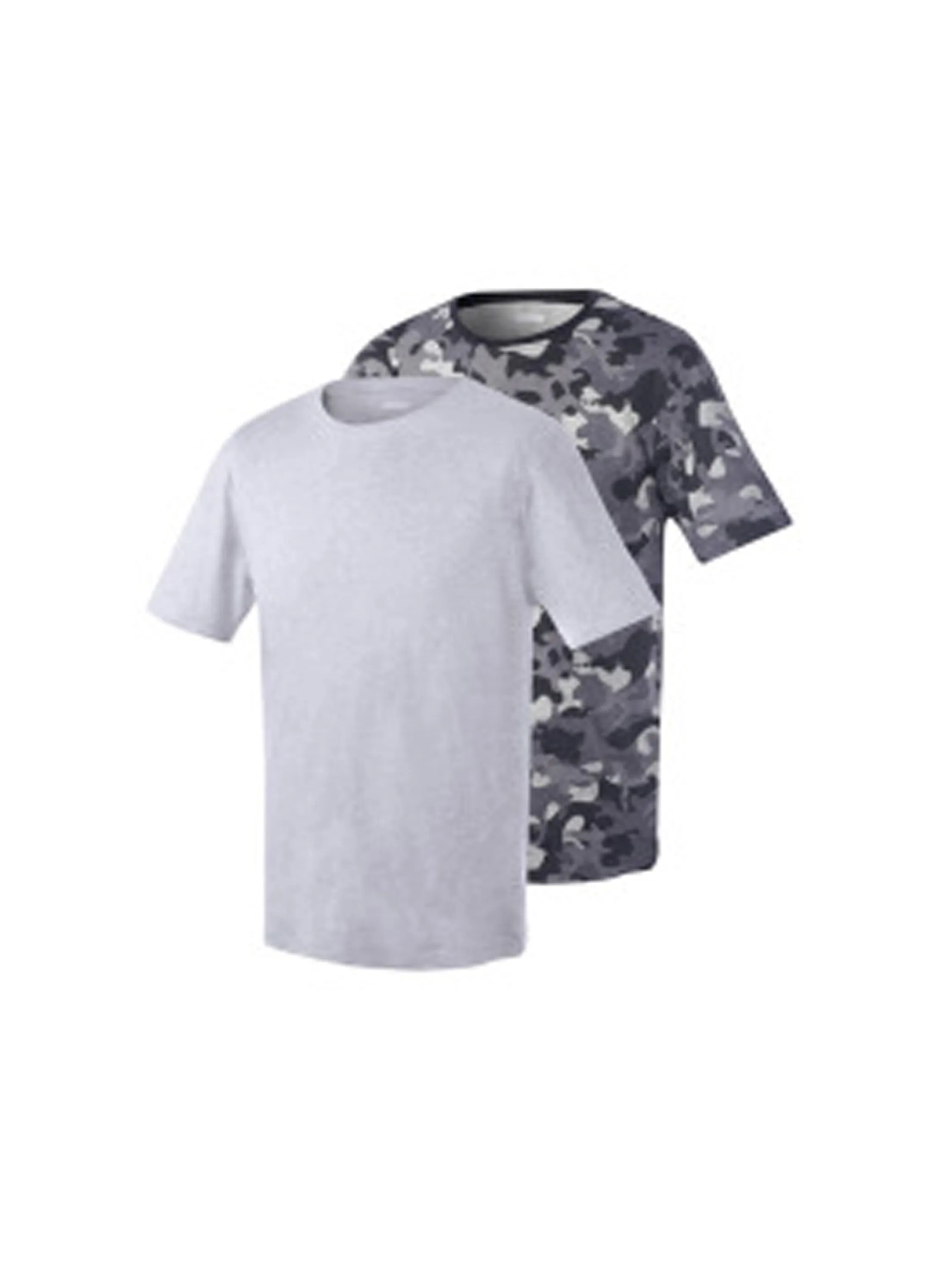 Herren 2-teiliges T-Shirt-Set mit Camouflage-Druck & Uni, Grau/Dunkelgrau