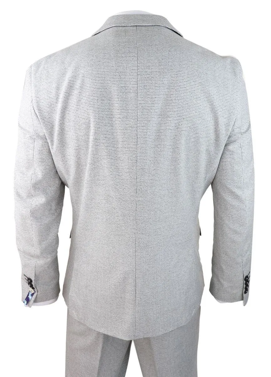 Herren 3-teiliger hellgrauer karierter Tweed Retro Klassik Anzug