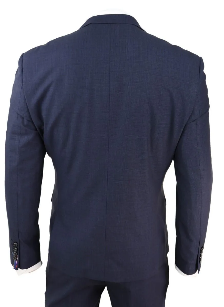 Herren 3-teiliger Marineblauer Maßgeschneiderter Retro-Klassiker Anzug