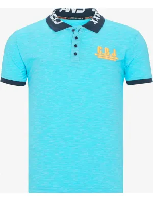 Herren Polohemd mit Markenlogo-Stickerei, Blau