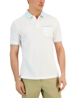 Herren Polo-Shirt mit Druck und Kragen, Weiß