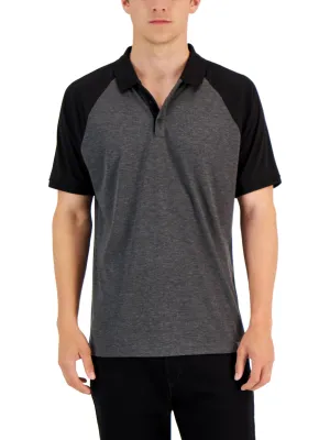 Herren Polo-Shirt mit Farbblock-Design, Dunkelgrau/Schwarz