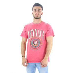 Herren T-Shirt mit Rundhalsausschnitt und Druck, Rosa