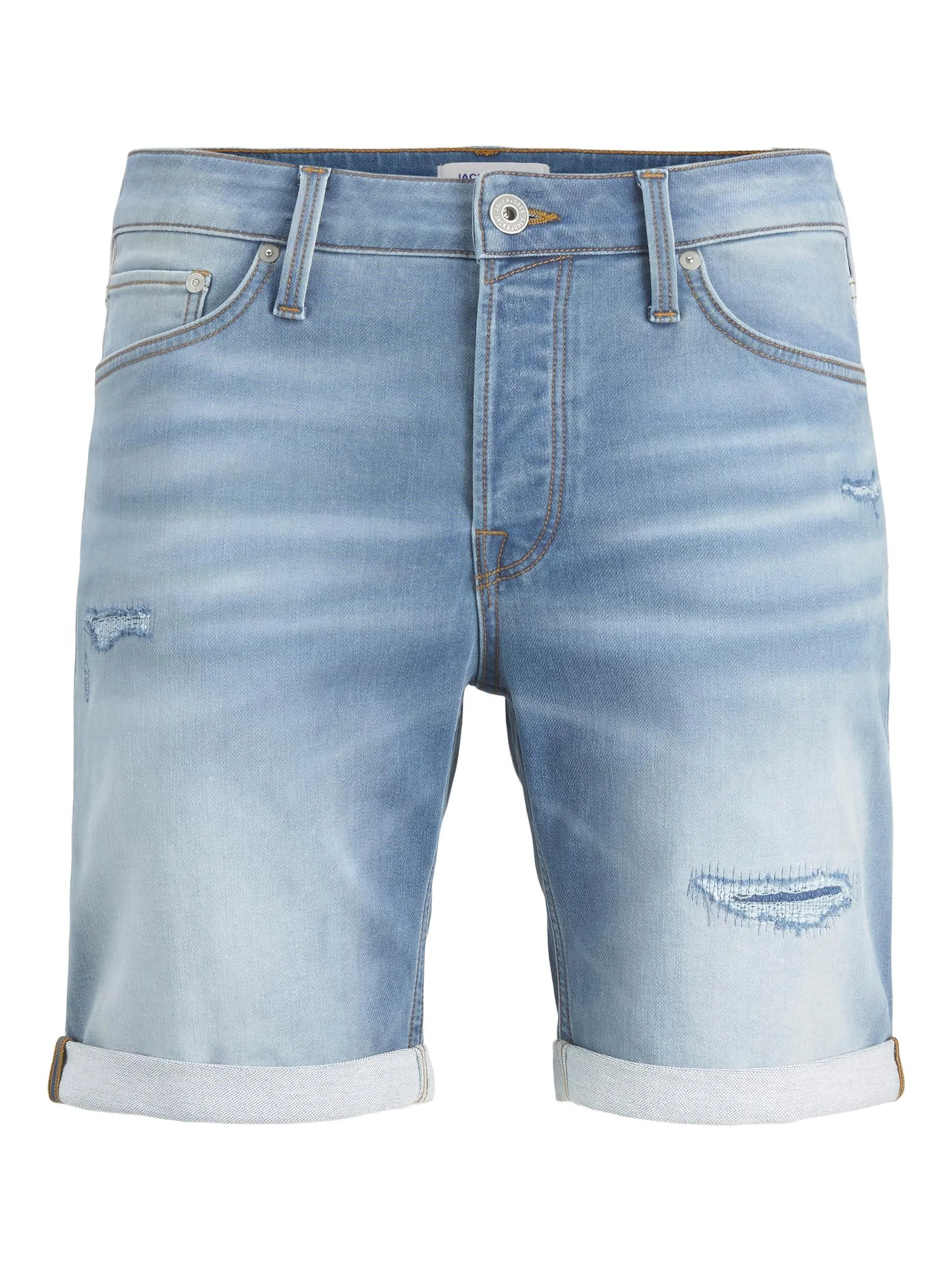 Herren-Short mit Stickerei in Waschdenim, Hellblau