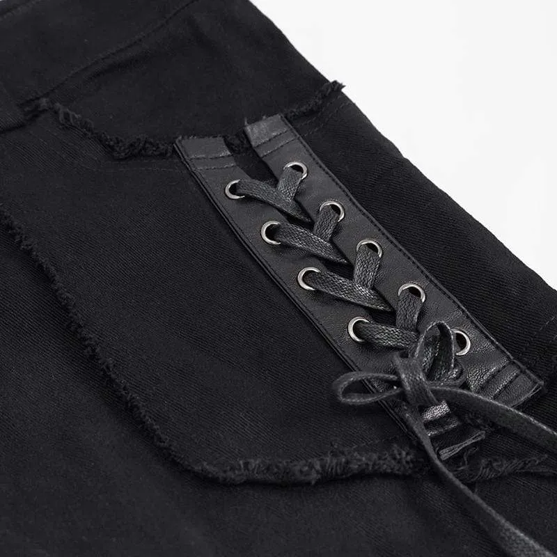 Herren Gothic Riemchen-Splice-Gürtelhose ohne Saum
