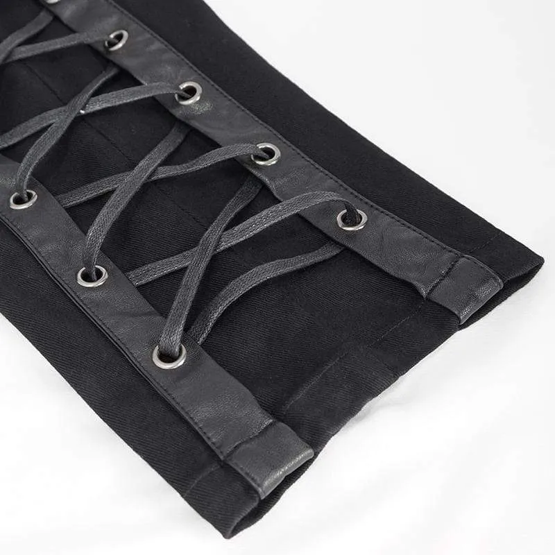 Herren Gothic Riemchen-Splice-Gürtelhose ohne Saum