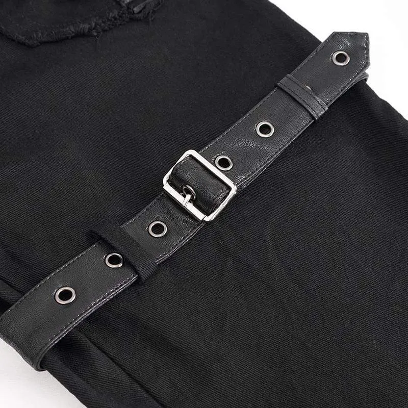 Herren Gothic Riemchen-Splice-Gürtelhose ohne Saum