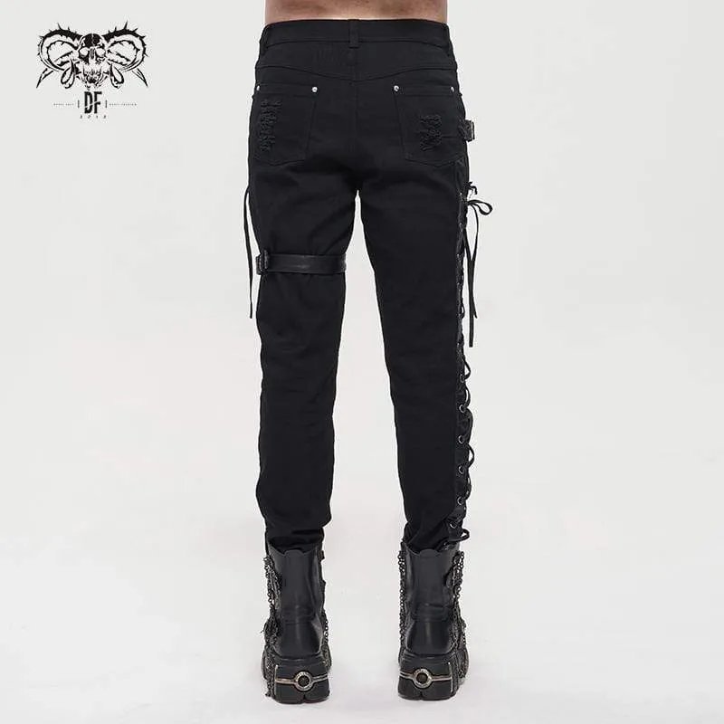 Herren Gothic Riemchen-Splice-Gürtelhose ohne Saum