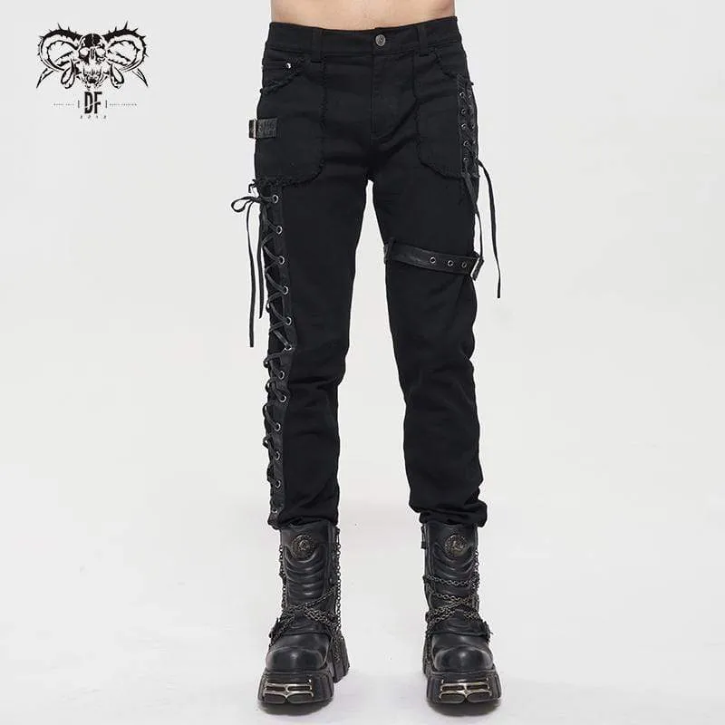Herren Gothic Riemchen-Splice-Gürtelhose ohne Saum
