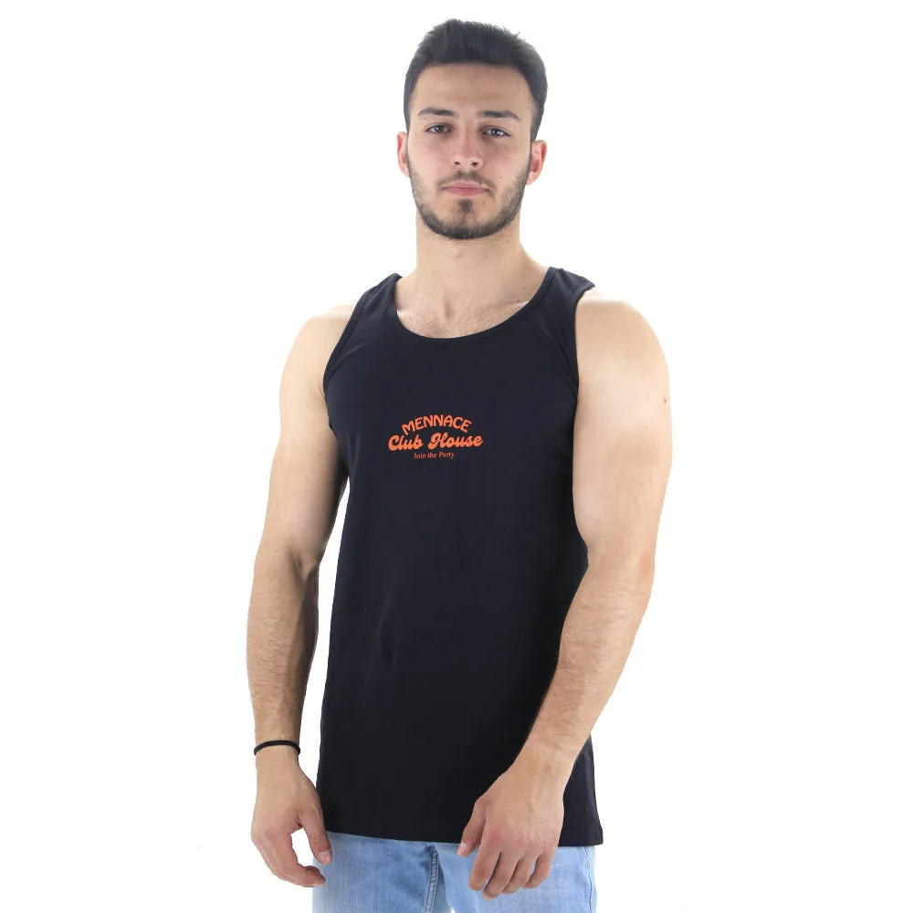 Herren Grafik Rücken Tank Top, Schwarz