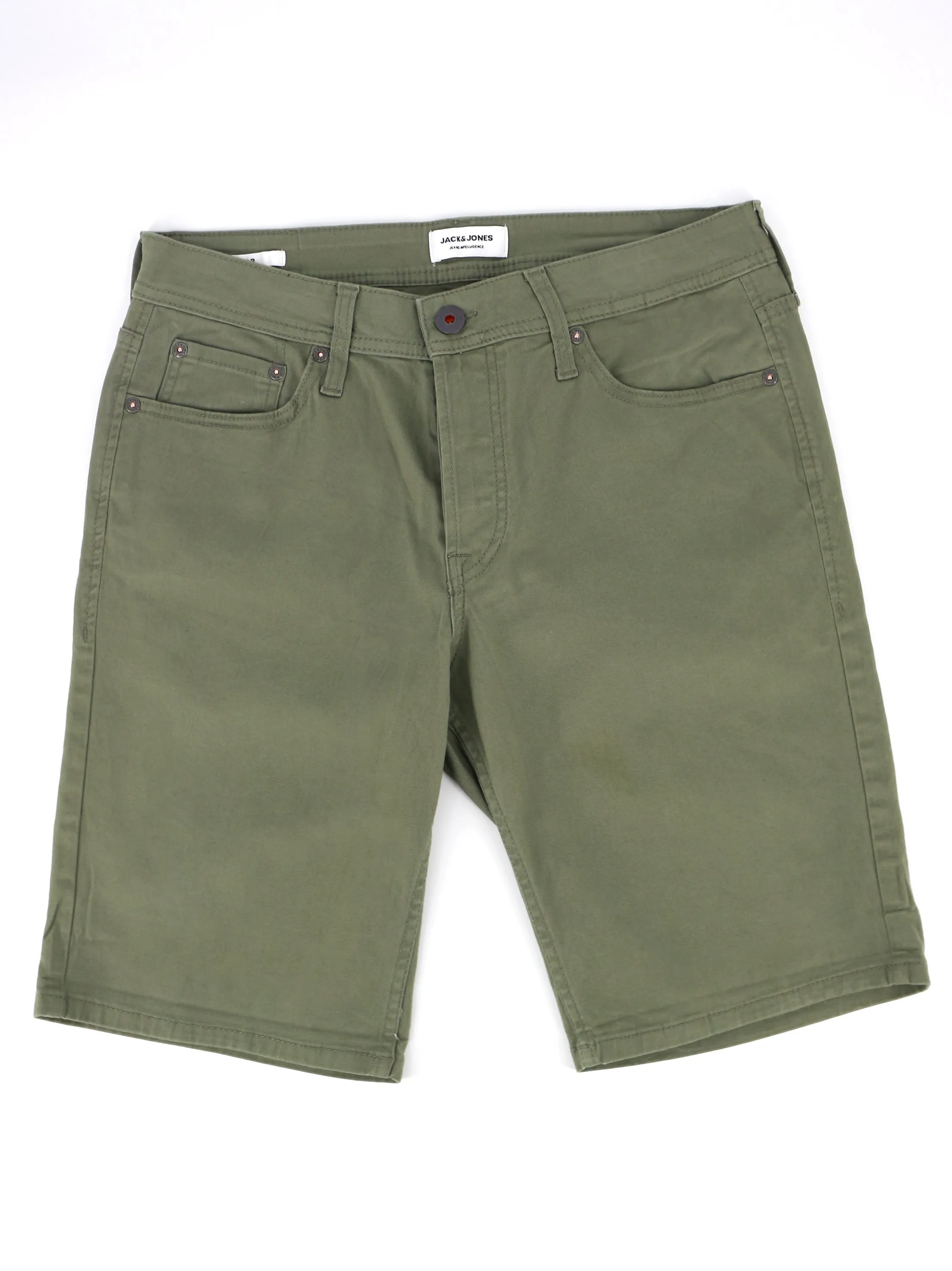 Herren einfarbige Jeansshorts, Olive