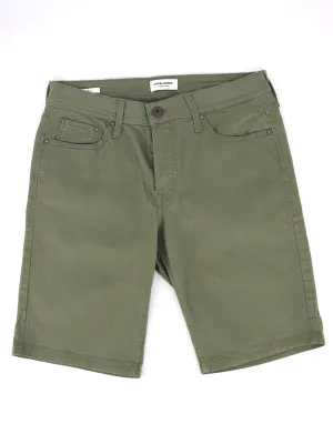 Herren einfarbige Jeansshorts, Olive