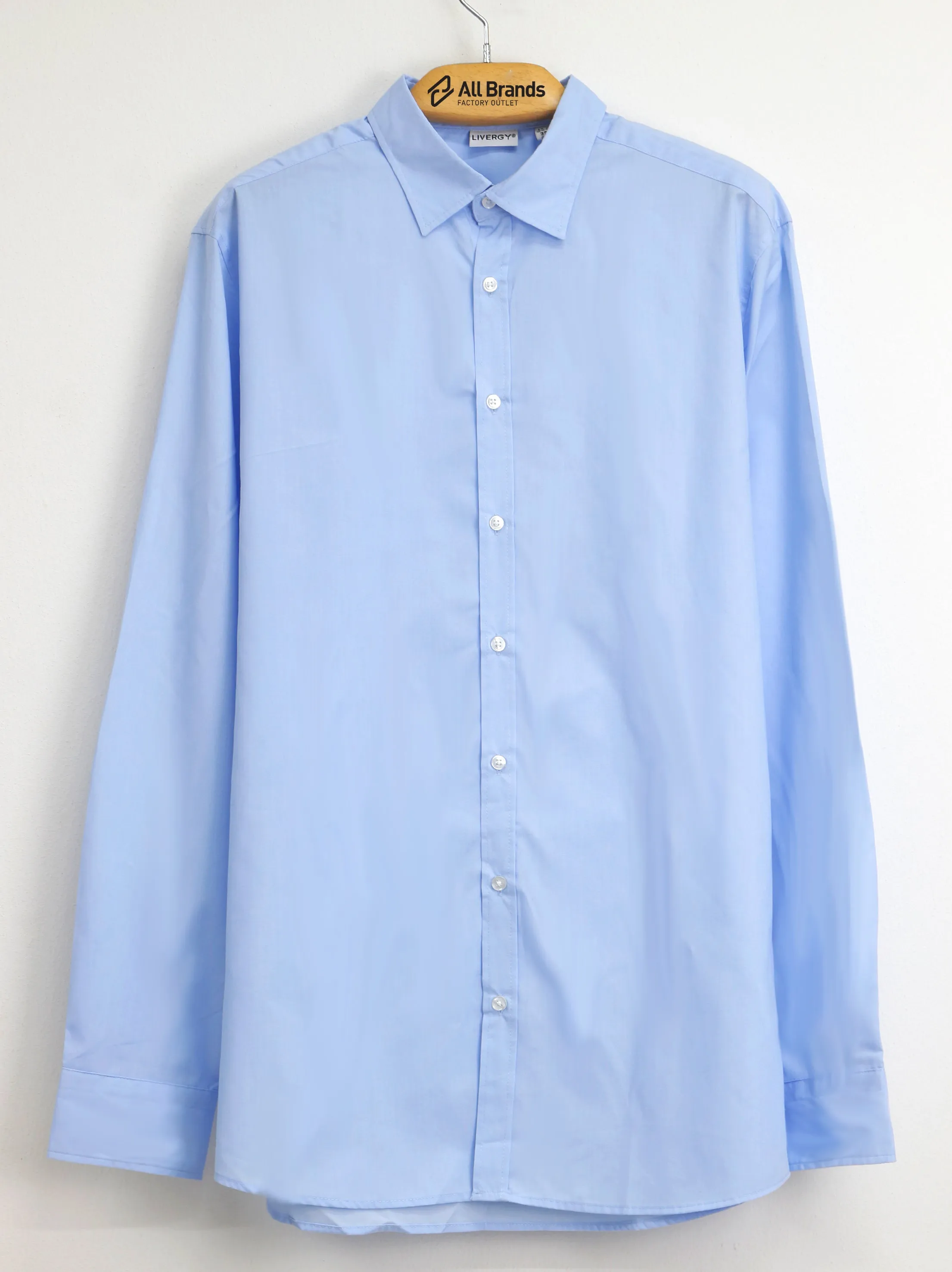 Herren Einfarbiges Einstecktuch-Hemd, Hellblau