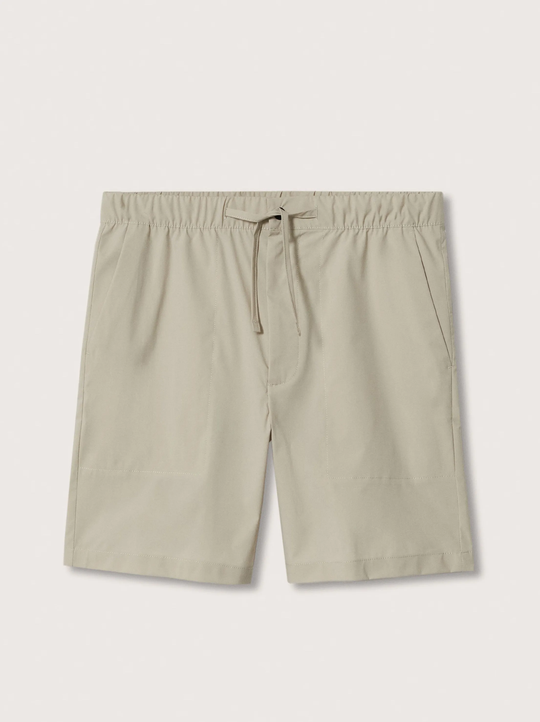 Herren Basic Einfarbige Bundfalten Shorts, Beige