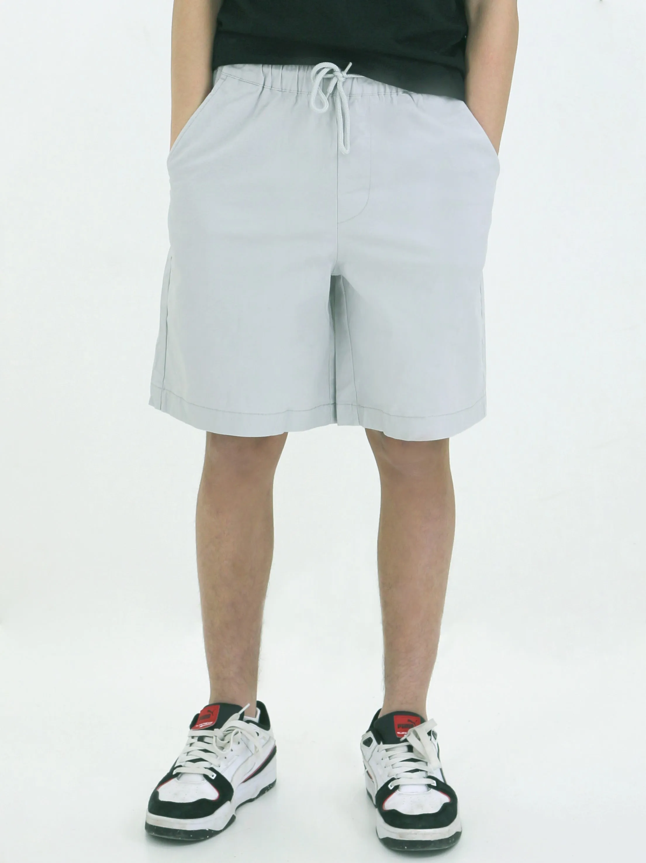 Herren einfarbiges Pull-On-Shorts, Grau