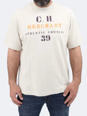 Herren T-Shirt mit Aufdruck, Beige