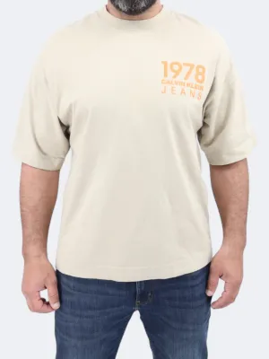 Herren T-Shirt mit Aufdruck, Beige