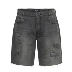 Herren-Destroyer-Denimshorts, Dunkelgrau