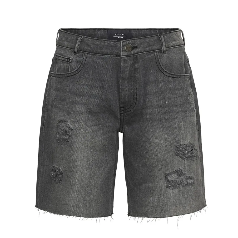 Herren-Destroyer-Denimshorts, Dunkelgrau