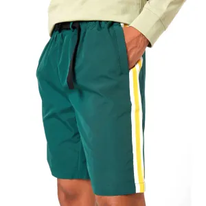 Herren Seitlich Gestreifter Gürtelkurzhose, Dunkelgrün