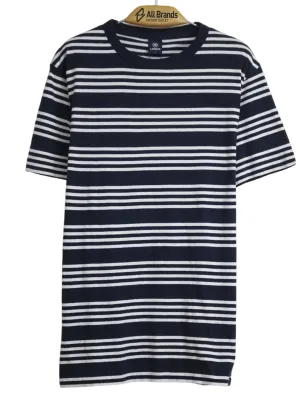 Herren T-Shirt mit Streifen, Marineblau/Weiß