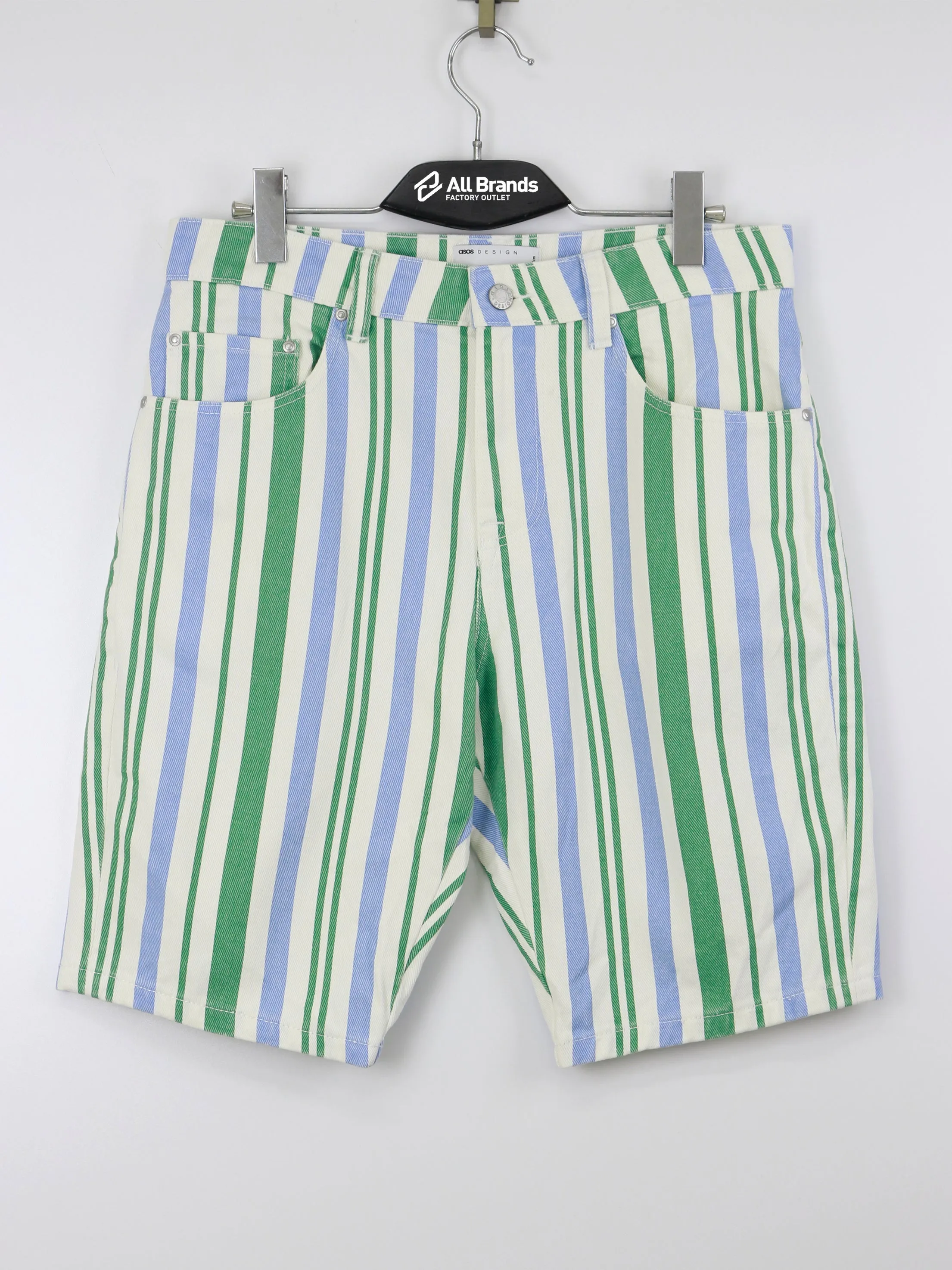 Herren gestreifte Denim Shorts, Mehrfarbig