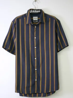 Herren gestreiftes Hemd, Marineblau