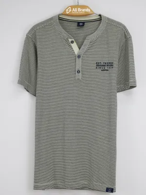 Herren-Gestreiftes Hemd, Hellbeige