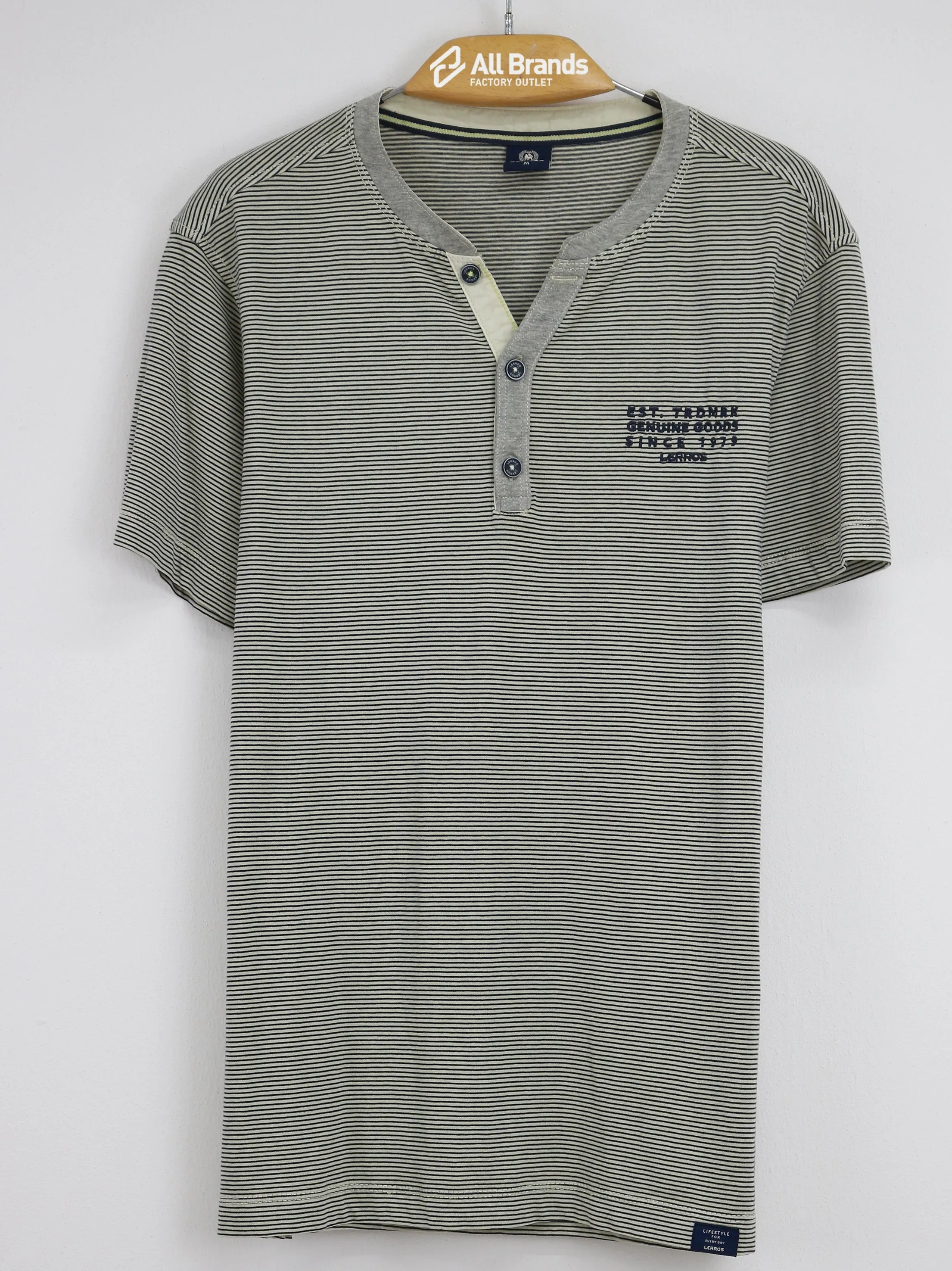 Herren-Gestreiftes Hemd, Hellbeige
