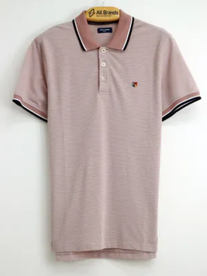 Herren Polo T-Shirt mit Struktur, Hellrosa