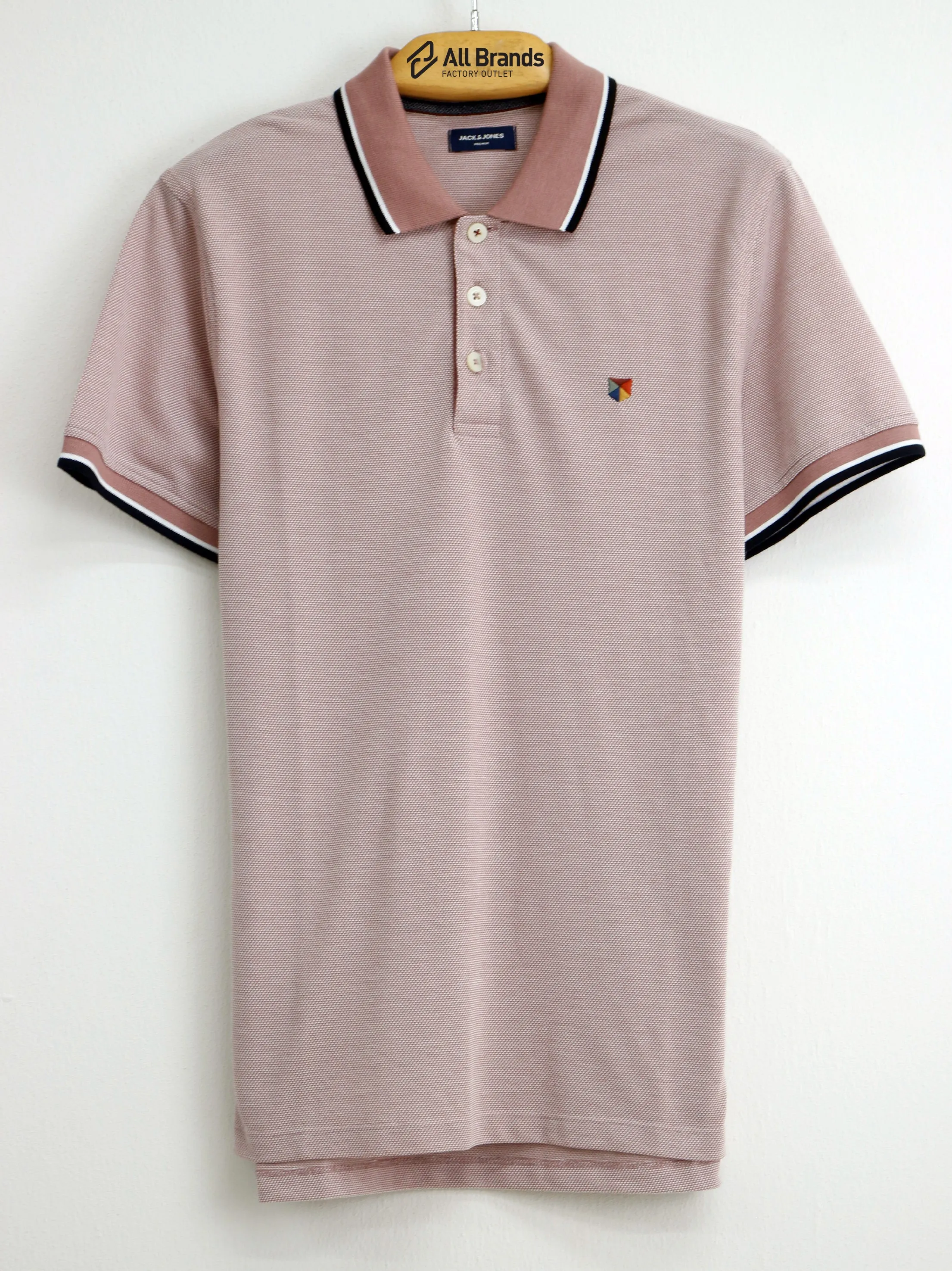 Herren Polo T-Shirt mit Struktur, Hellrosa
