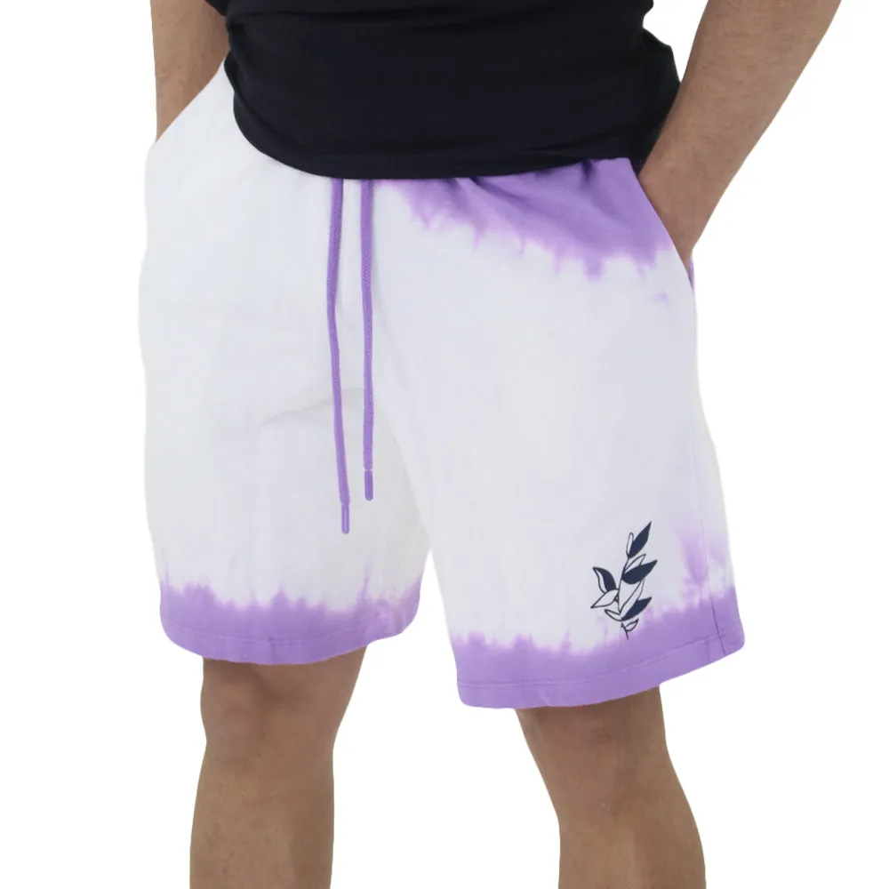 Herren Kurzshorts mit Kordelzug, Batik-Look, Lila/Weiß