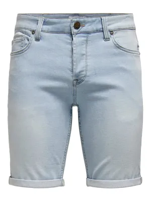 Herren-Washed-Denim-Shorts, Hellblau