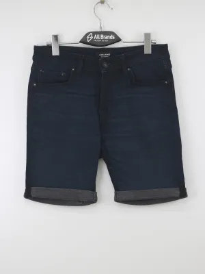 Herren Wasch-Denim Shorts, Marineblau