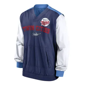 MLB - Herren Minnesota Twins Rewind Aufwärm-V-Ausschnitt Pullover Jacke (NMMJ 00KP MNT 0RB)