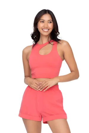 Mono B Venedig-Schnitt Cropped Bustier-Top AT6381 Paradiesrosa