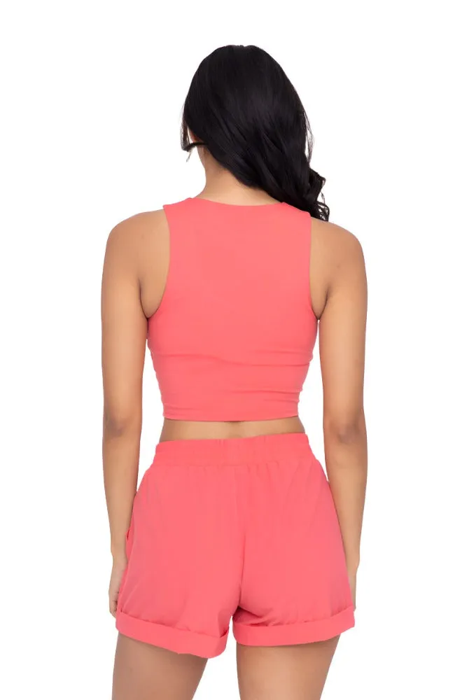 Mono B Venedig-Schnitt Cropped Bustier-Top AT6381 Paradiesrosa
